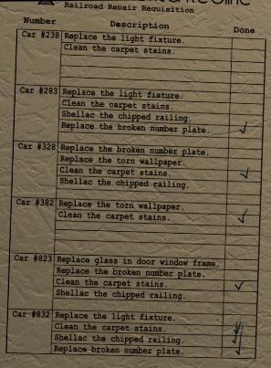 Railroad Repair List
